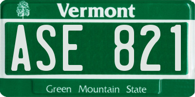 VT license plate ASE821