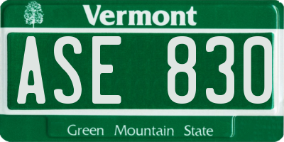 VT license plate ASE830