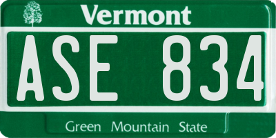 VT license plate ASE834