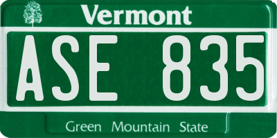 VT license plate ASE835