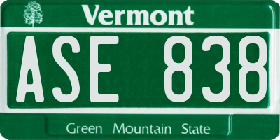 VT license plate ASE838