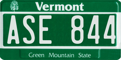 VT license plate ASE844