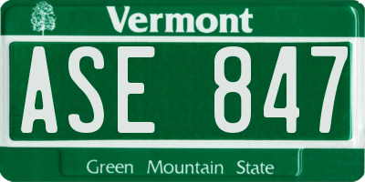 VT license plate ASE847