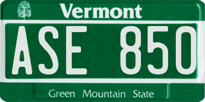VT license plate ASE850
