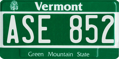 VT license plate ASE852