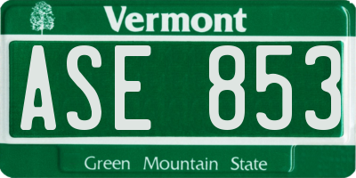 VT license plate ASE853