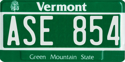 VT license plate ASE854