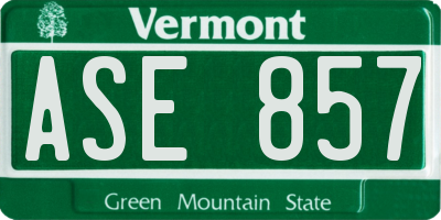 VT license plate ASE857