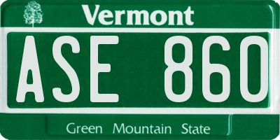 VT license plate ASE860