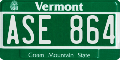 VT license plate ASE864