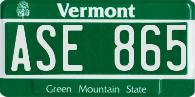 VT license plate ASE865
