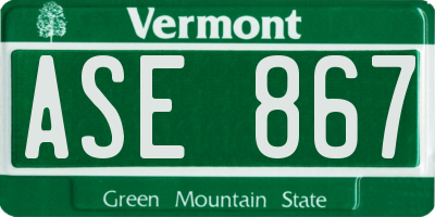 VT license plate ASE867