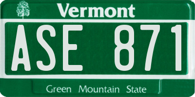VT license plate ASE871