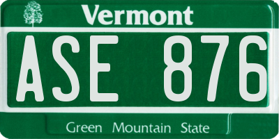 VT license plate ASE876