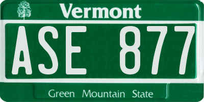 VT license plate ASE877