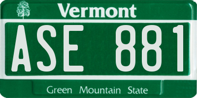 VT license plate ASE881
