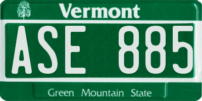 VT license plate ASE885