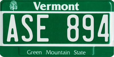 VT license plate ASE894