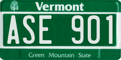 VT license plate ASE901