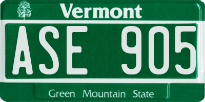 VT license plate ASE905