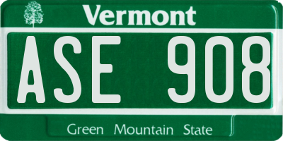 VT license plate ASE908