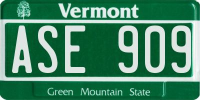 VT license plate ASE909