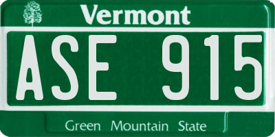 VT license plate ASE915