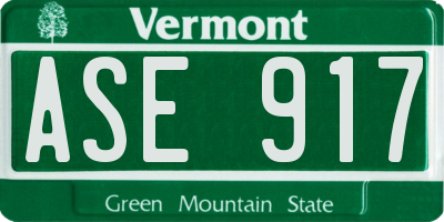 VT license plate ASE917