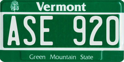 VT license plate ASE920