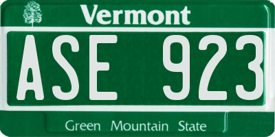 VT license plate ASE923