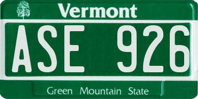 VT license plate ASE926