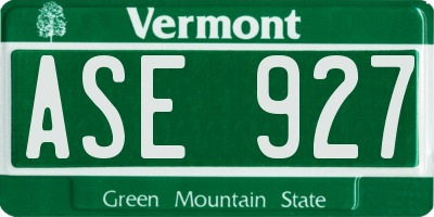 VT license plate ASE927