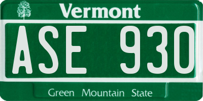 VT license plate ASE930
