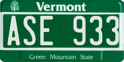 VT license plate ASE933