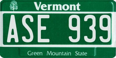 VT license plate ASE939
