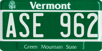 VT license plate ASE962