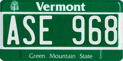 VT license plate ASE968