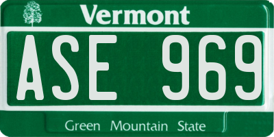 VT license plate ASE969