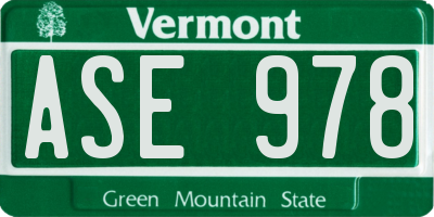 VT license plate ASE978