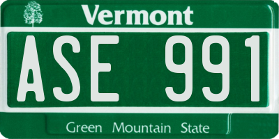 VT license plate ASE991