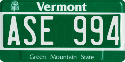 VT license plate ASE994