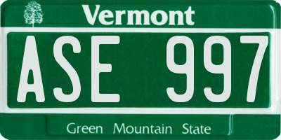 VT license plate ASE997
