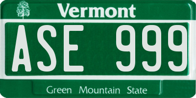 VT license plate ASE999
