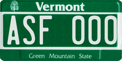 VT license plate ASF000