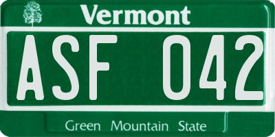 VT license plate ASF042