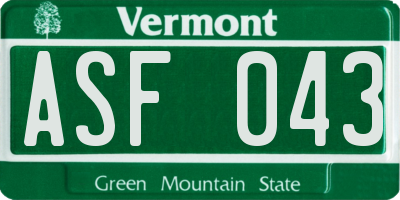 VT license plate ASF043