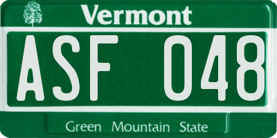 VT license plate ASF048