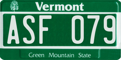 VT license plate ASF079