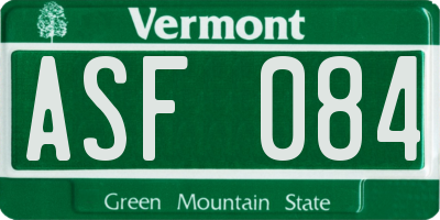 VT license plate ASF084