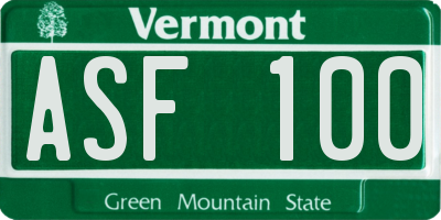 VT license plate ASF100
